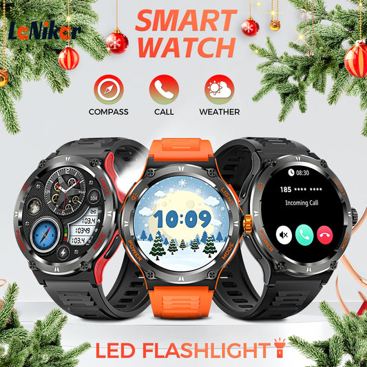 Smart Men’s Waterproof Watch with Compass Flashlight
