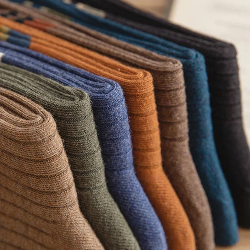 6/12 Pairs Unisex Solid Color Striped Mid Tube Socks