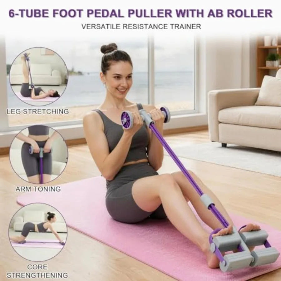 6‑Tube Pedal Bands with Ab Roller Trainer