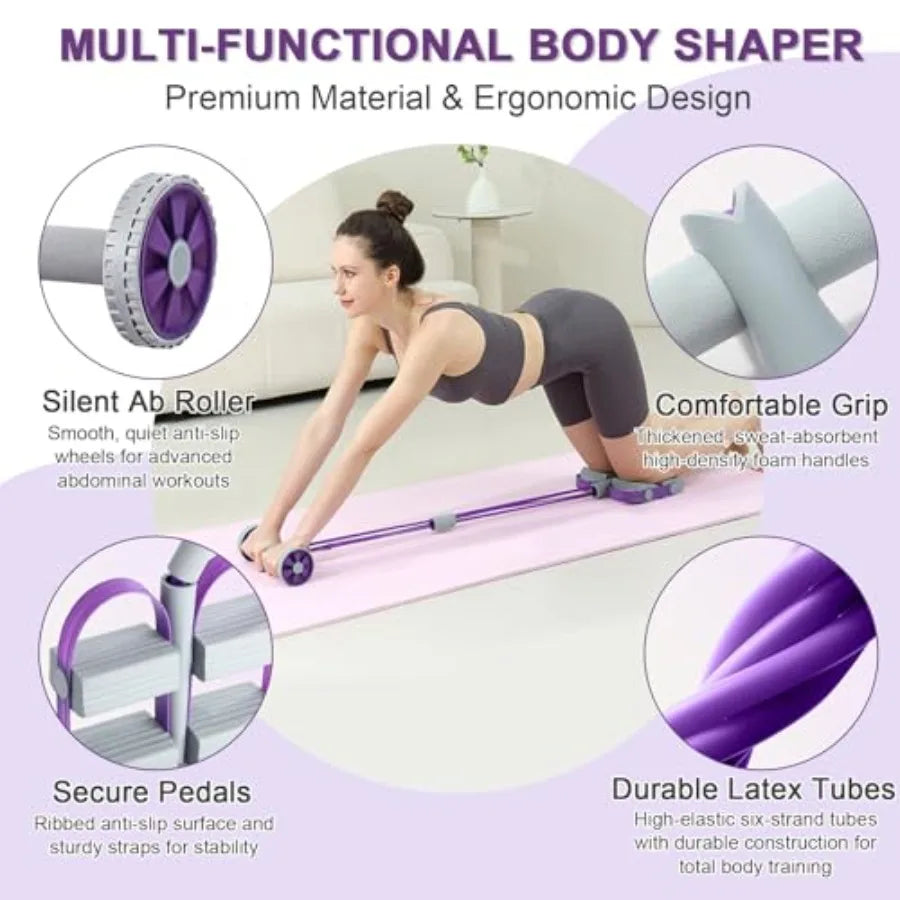 6‑Tube Pedal Bands with Ab Roller Trainer
