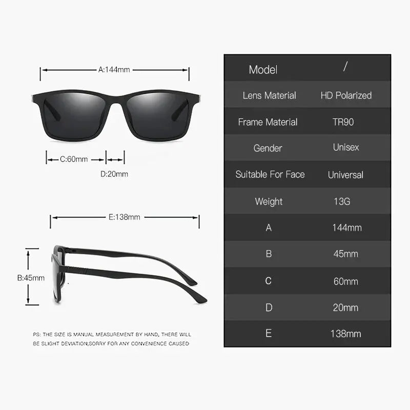 Luxury Men Polarized Sunglasses Fashion Vintage Square