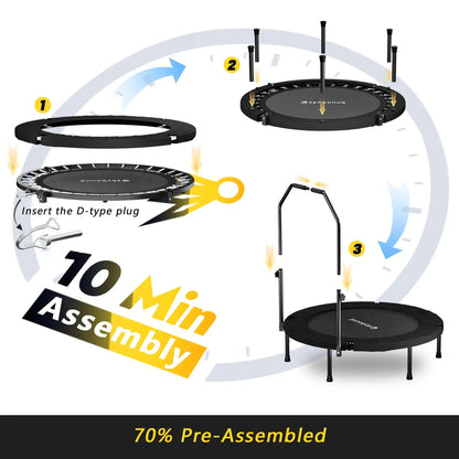 Foldable Adult Rebounder Trampoline with Handlebar