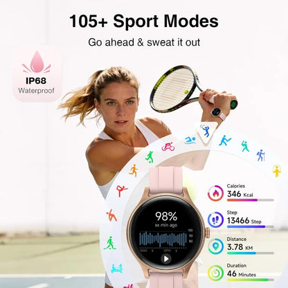 Women’s HD Bluetooth Waterproof Fitness Smartwatch