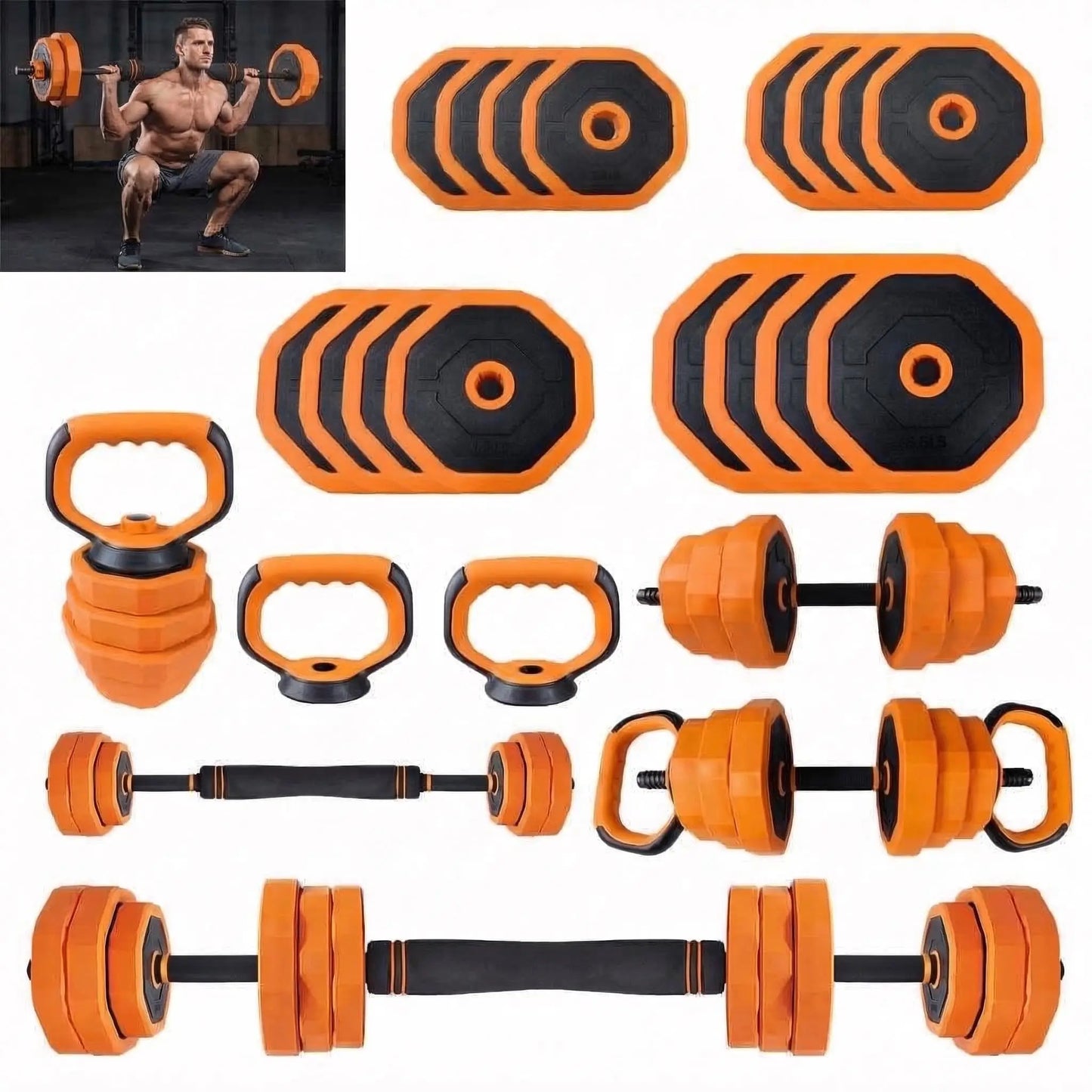 4‑in‑1 Adjustable Dumbbell Barbell Home Gym Set
