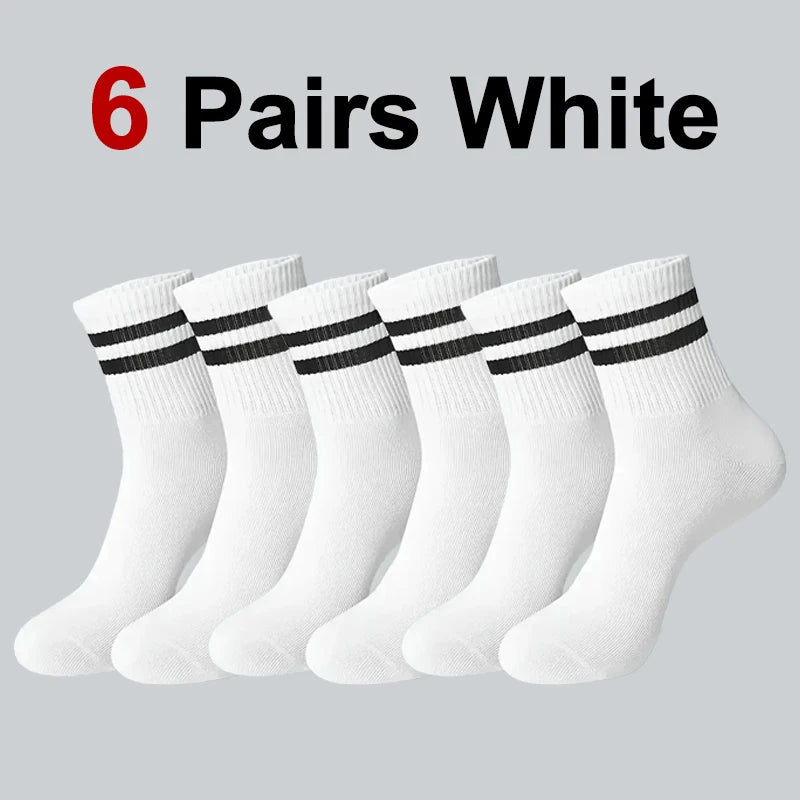 6/10/20 Pairs Men Women Striped Round Neck Socks