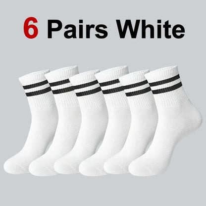 6/10/20 Pairs Men Women Striped Round Neck Socks