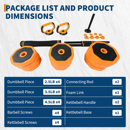 4‑in‑1 Adjustable Dumbbell Barbell Home Gym Set