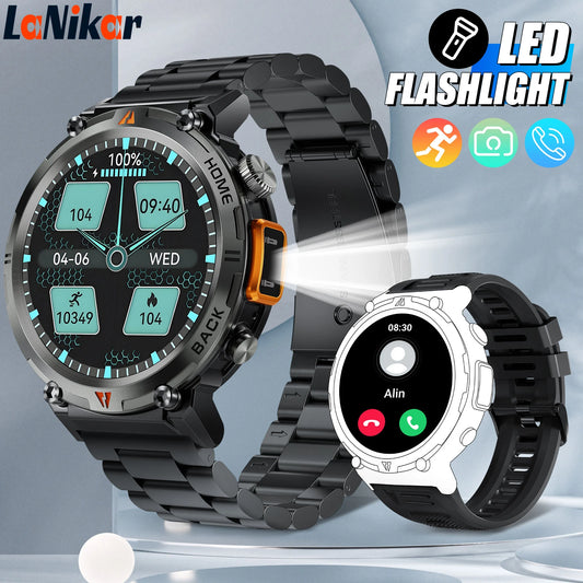 LaNikar KE3 Steel‑Ring Bluetooth Health Smartwatch