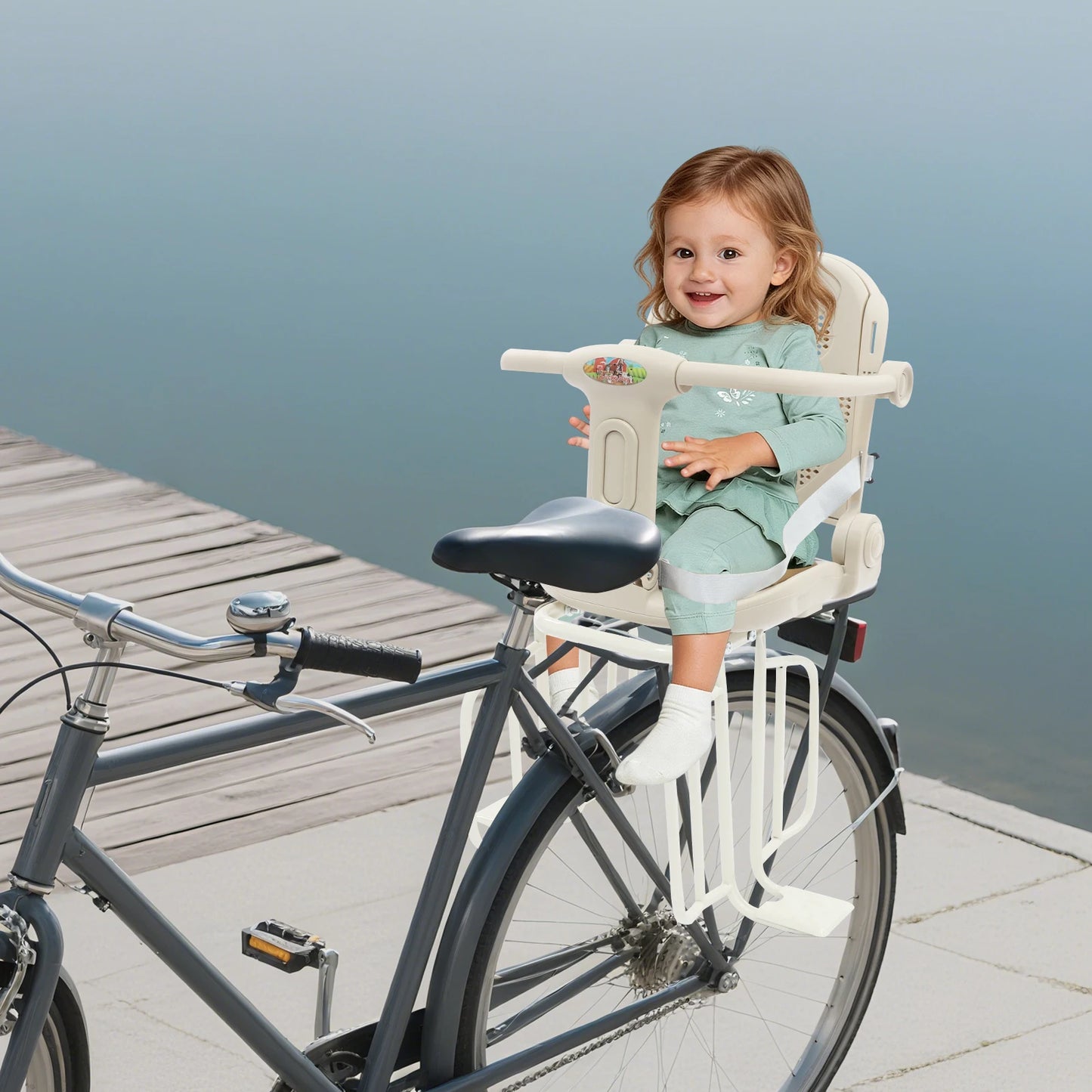 Adjustable Kids Bike Seat with Safety Backrest