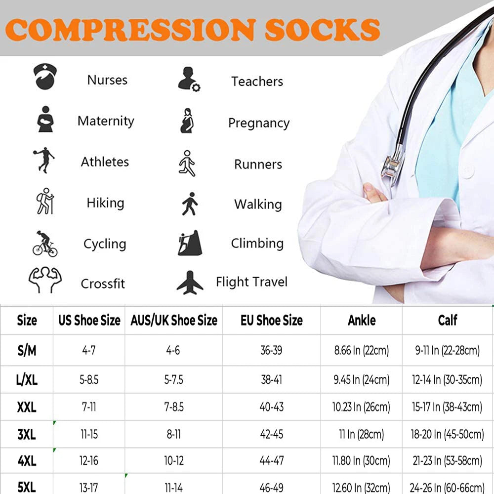 Medical Athletic Nylon Compression Socks Three‑Pair Set