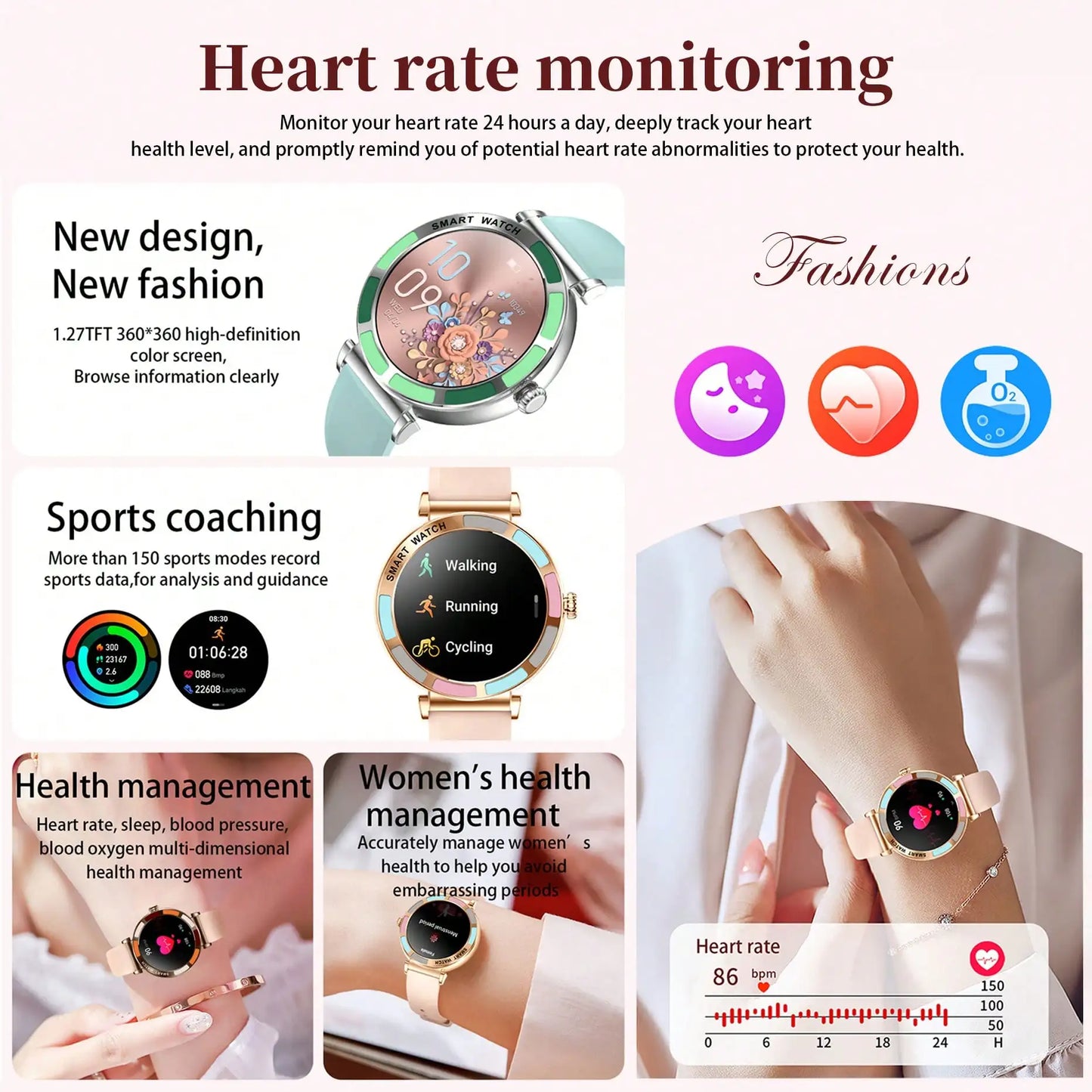 Elegant Women’s Bluetooth Fitness Smartwatch