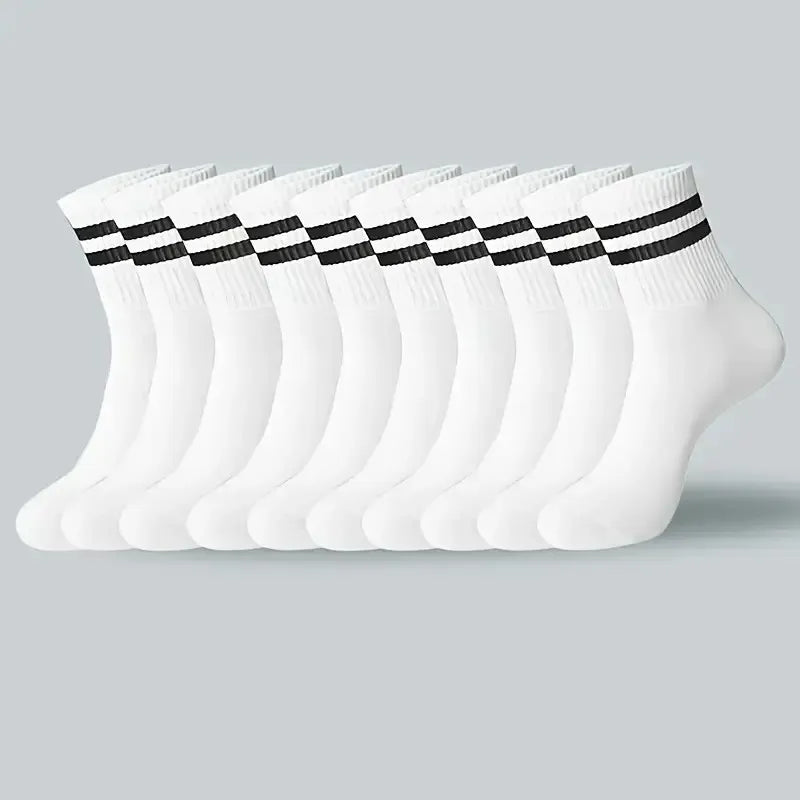 6/10/20 Pairs Men Women Striped Round Neck Socks