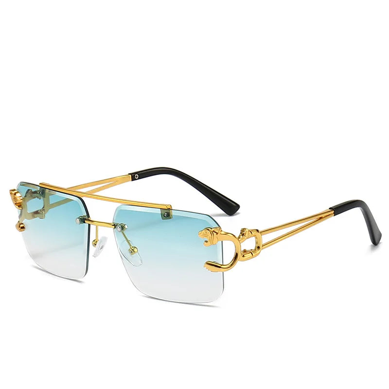 Luxury Square Sunglasses Brand Designer Vintage Rimless