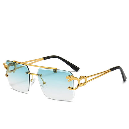 Luxury Square Sunglasses Brand Designer Vintage Rimless