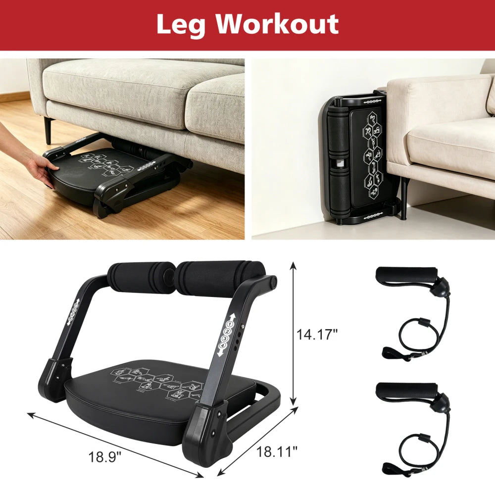 Black Ab Core Trainer Machine with Resistance Bands