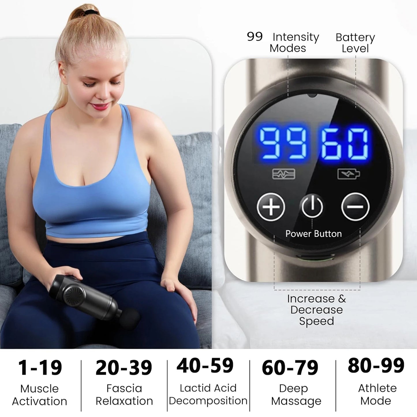 Professional Deep Tissue Massage Gun with 99 Speed Levels