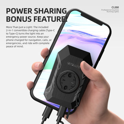 CL350 GPS‑Compatible Rechargeable Day/Night Bike Headlight