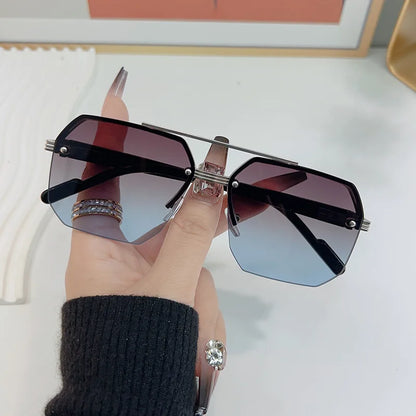 Sunglasses Rectangle Fashion Metal Frame Women Men  ﻿