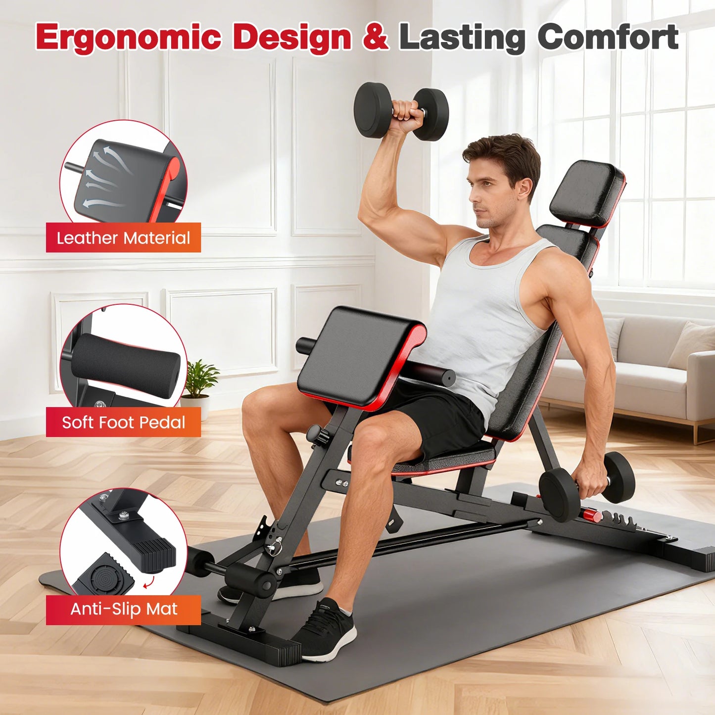 Dumbbell Bench Roman Chair Adjustable Foldable Training Weight Bench