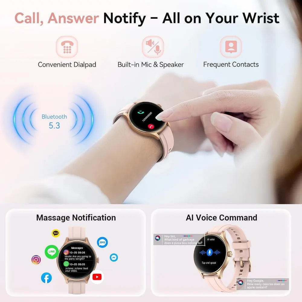 Women’s HD Bluetooth Waterproof Fitness Smartwatch