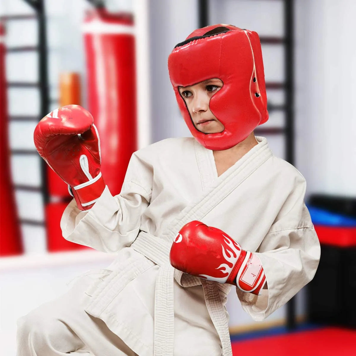 Adults/child MMA Safety Boxing Gloves Helmet Head Gear