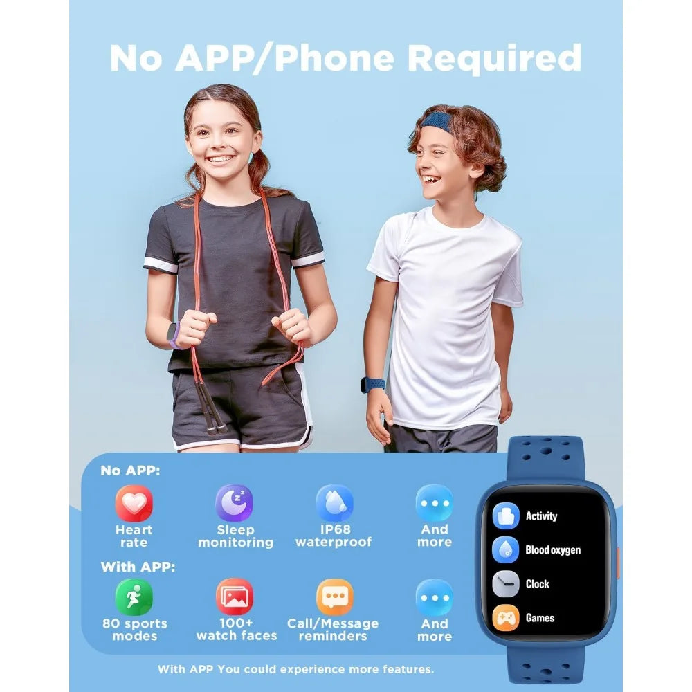 Kids’ waterproof fitness smartwatch with health tracking