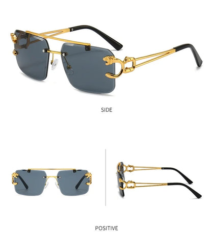 Luxury Square Sunglasses Brand Designer Vintage Rimless