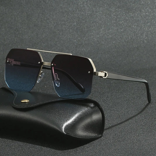 Sunglasses Rectangle Fashion Metal Frame Women Men  ﻿