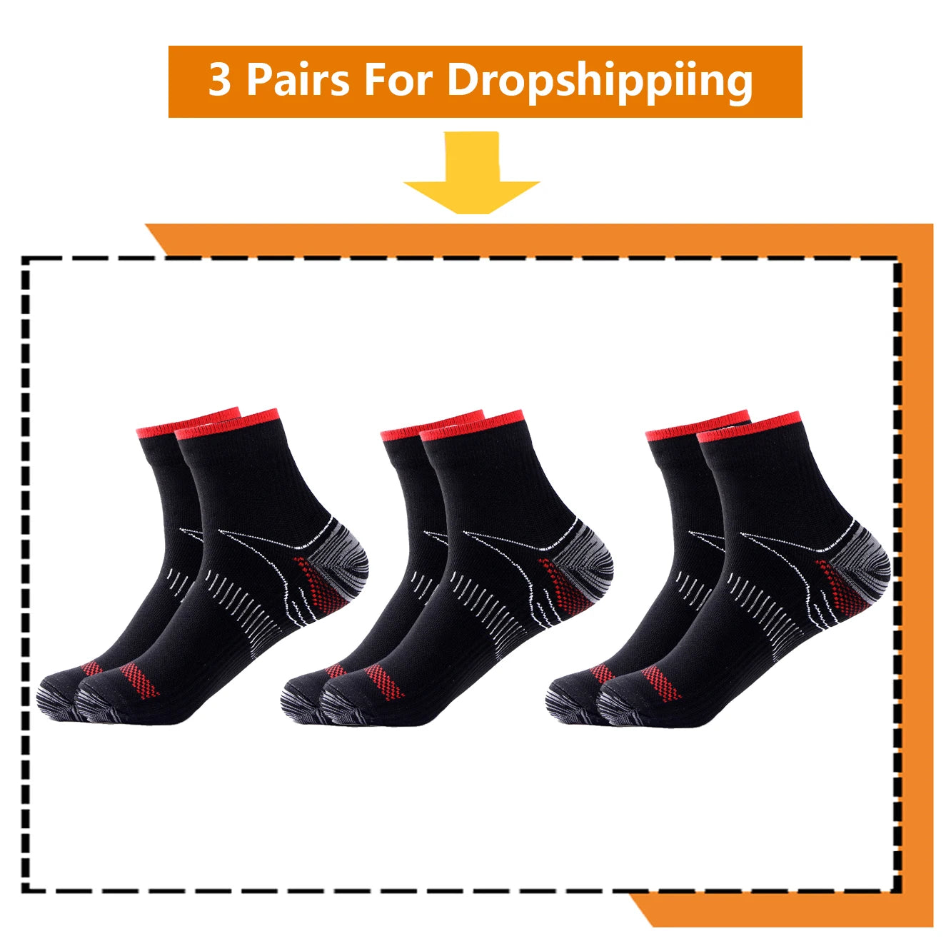 Medical Athletic Nylon Compression Socks Three‑Pair Set