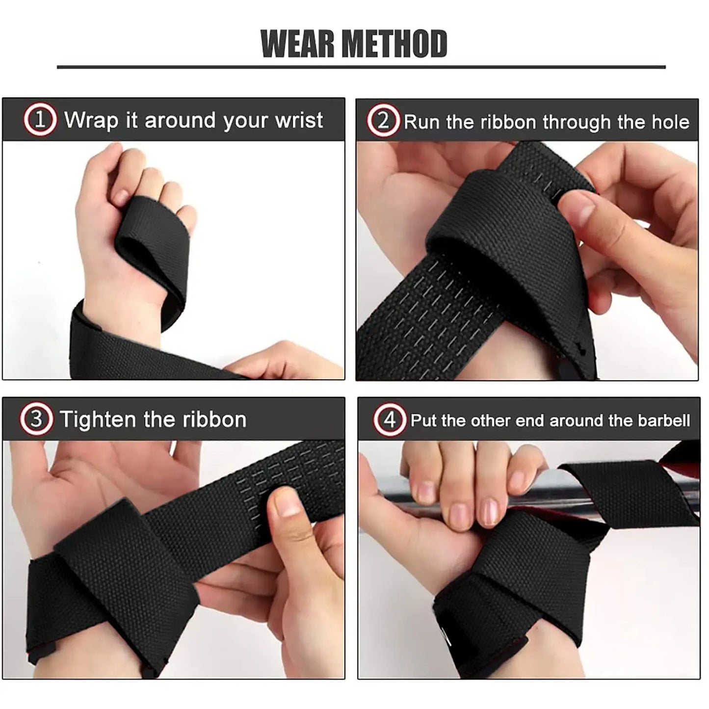 Weightlifting Wrist Straps Strength Training Adjustable Non-slip