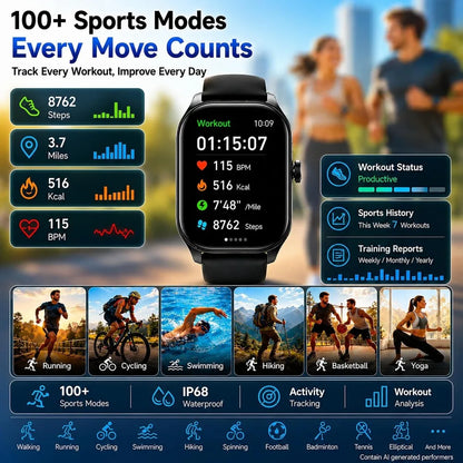 AI GPS Smartwatch: HD, Waterproof, Bluetooth Fitness Tracker