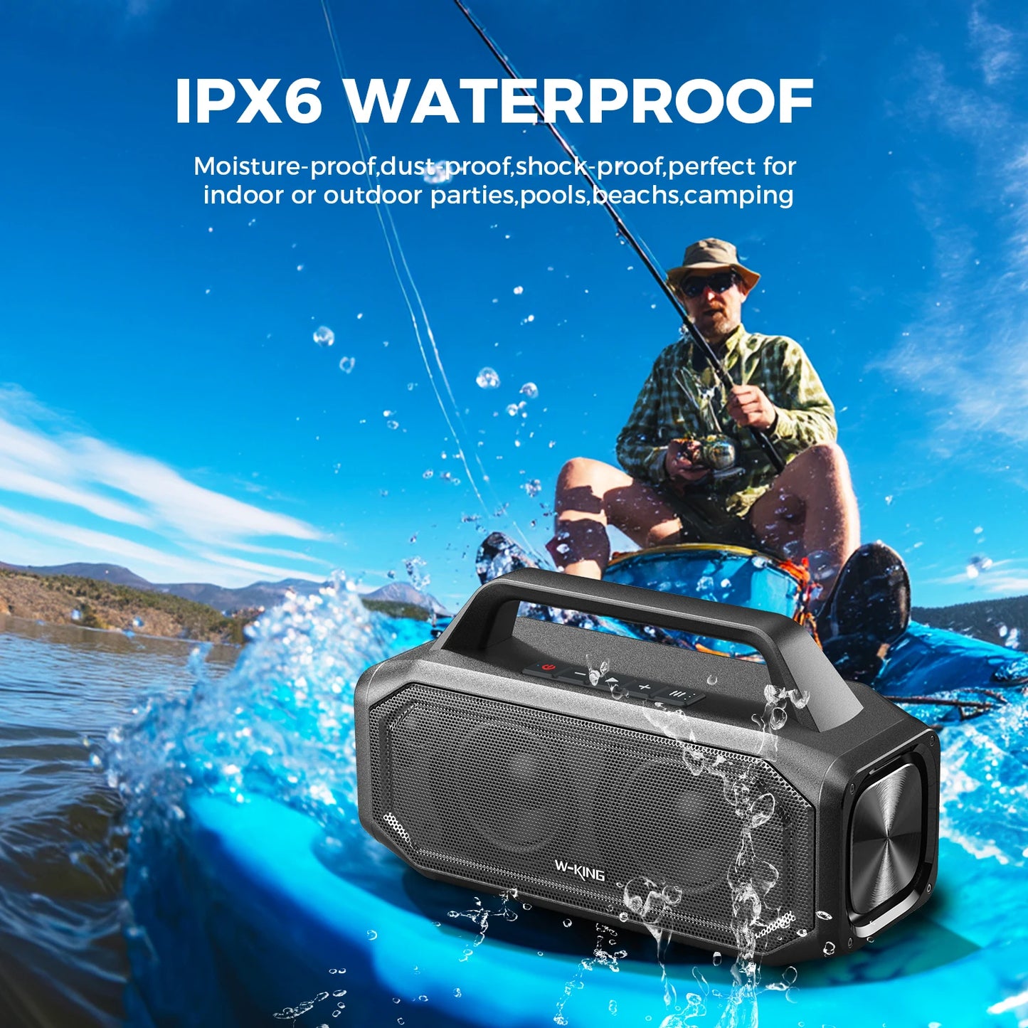80W Speakers Bluetooth Wireless, Portable Outdoor Speakers