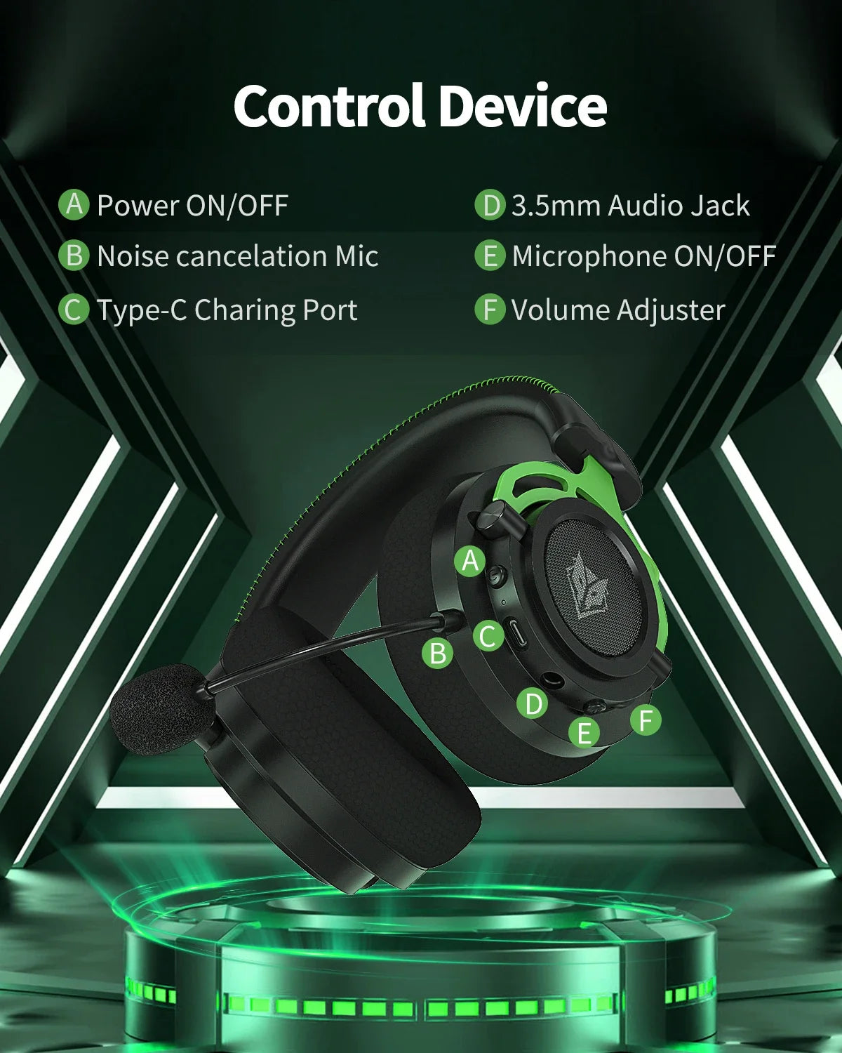 2.4GHz Dual Stereo Sound Wireless Bluetooth Gaming Headphone