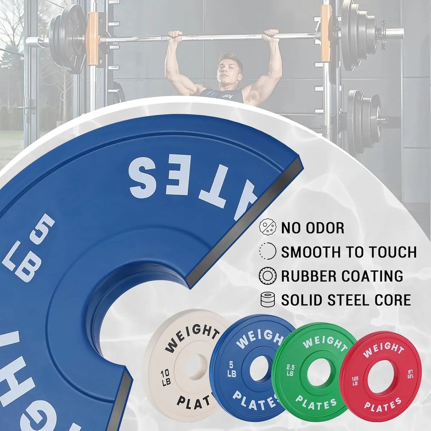 Barbell Fractional Weight Plates 1.25LB 2.5LB 5LB 10LB Set Rubber Coated