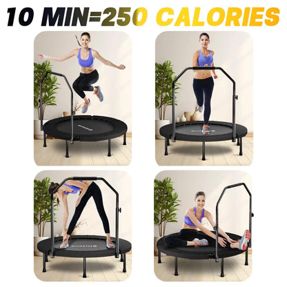 Foldable Adult Rebounder Trampoline with Handlebar