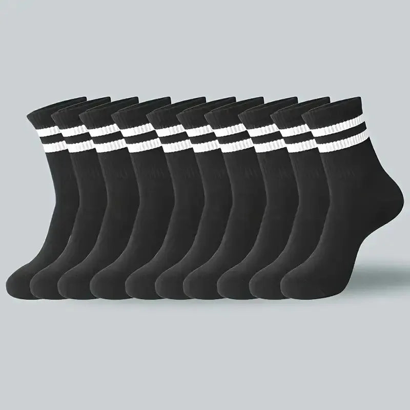 6/10/20 Pairs Men Women Striped Round Neck Socks