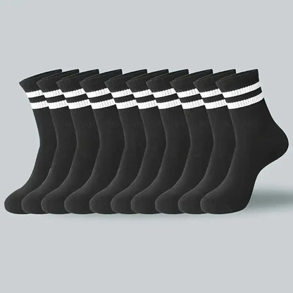 6/10/20 Pairs Men Women Striped Round Neck Socks