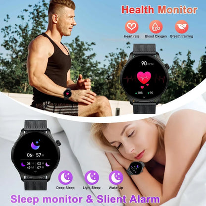 Waterproof fitness smartwatch with heart‑sleep tracking