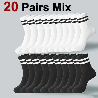 6/10/20 Pairs Men Women Striped Round Neck Socks
