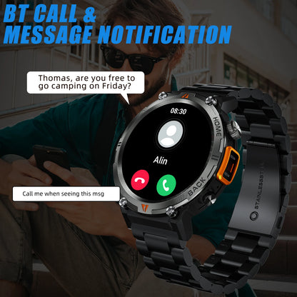 LaNikar KE3 Steel‑Ring Bluetooth Health Smartwatch