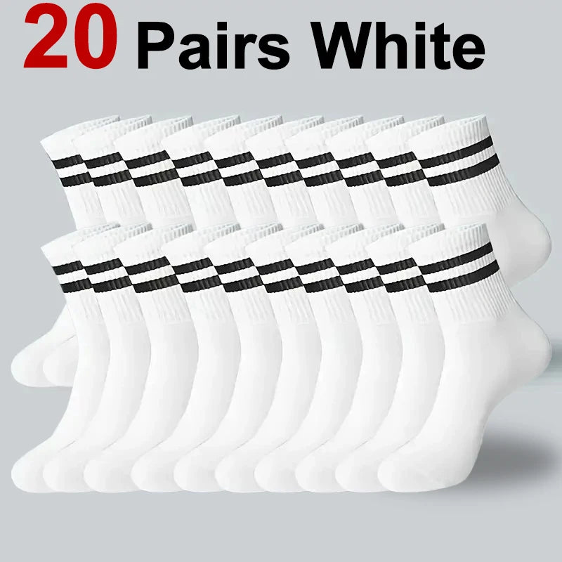 6/10/20 Pairs Men Women Striped Round Neck Socks