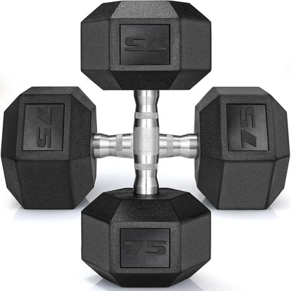 Rubber Hex Hand Dumbbell Weight Set 30-75LB