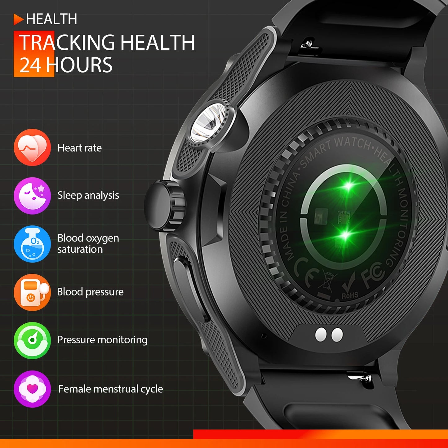 Smart Men’s Waterproof Watch with Compass Flashlight