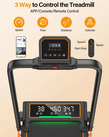 Treadmill Walking Pad with 15% Incline/Handle Bar/2 LED Display