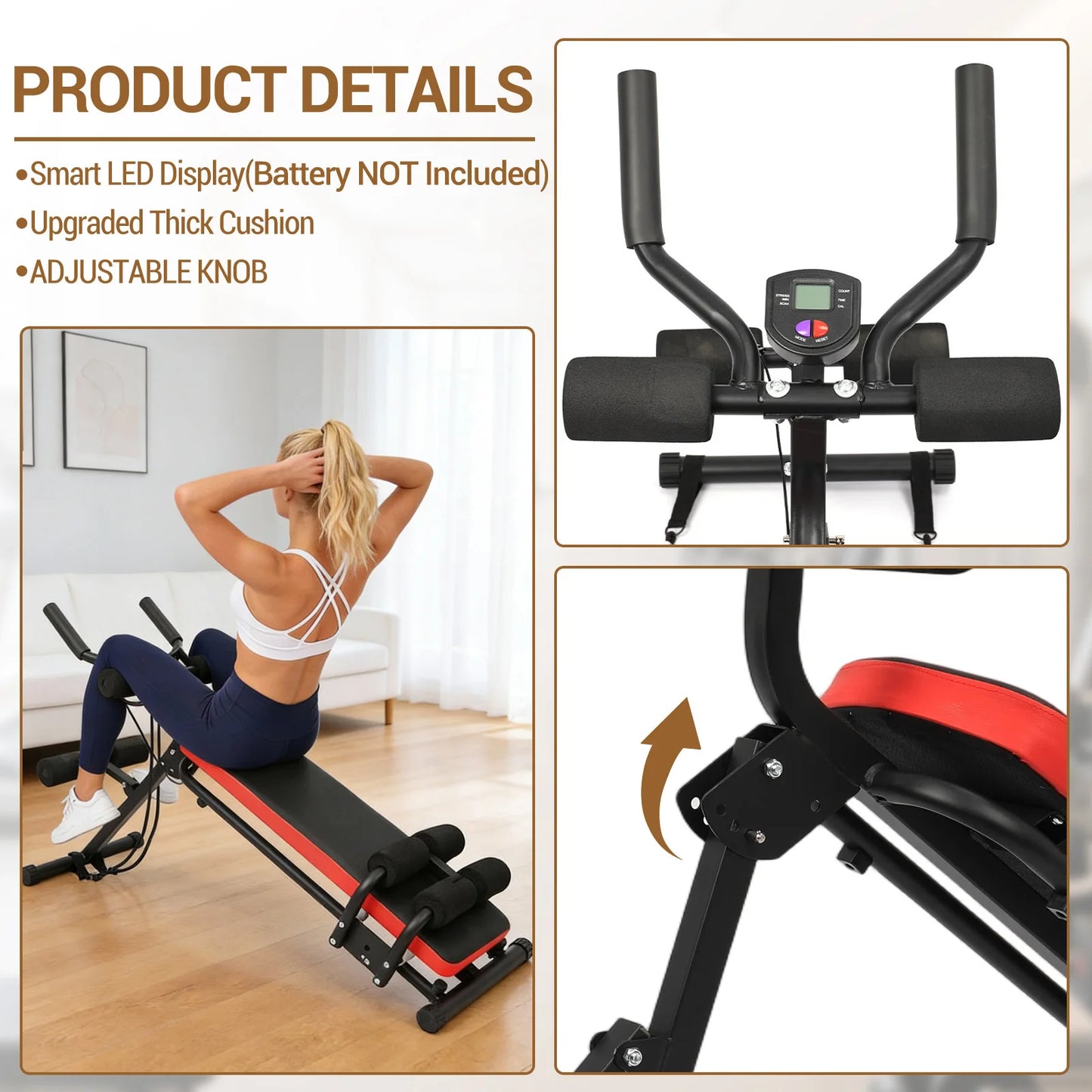Foldable Adjustable Ab Bench Glider Core Trainer