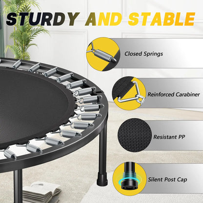 Foldable Adult Rebounder Trampoline with Handlebar
