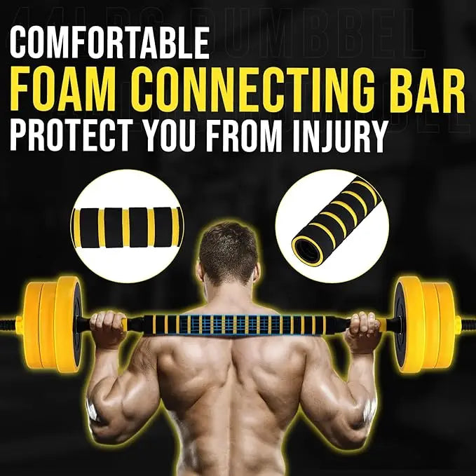 Adjustable Yellow 33‑Lb 2‑in‑1 Dumbbell Set