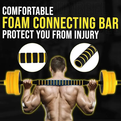 Adjustable Yellow 33‑Lb 2‑in‑1 Dumbbell Set