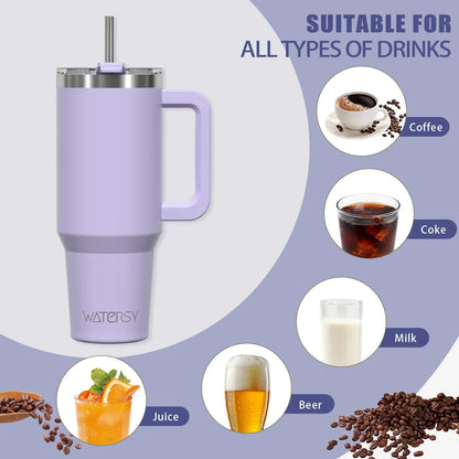 30/40oz Tumbler With Handle and Straw Stainless Steel Thermal