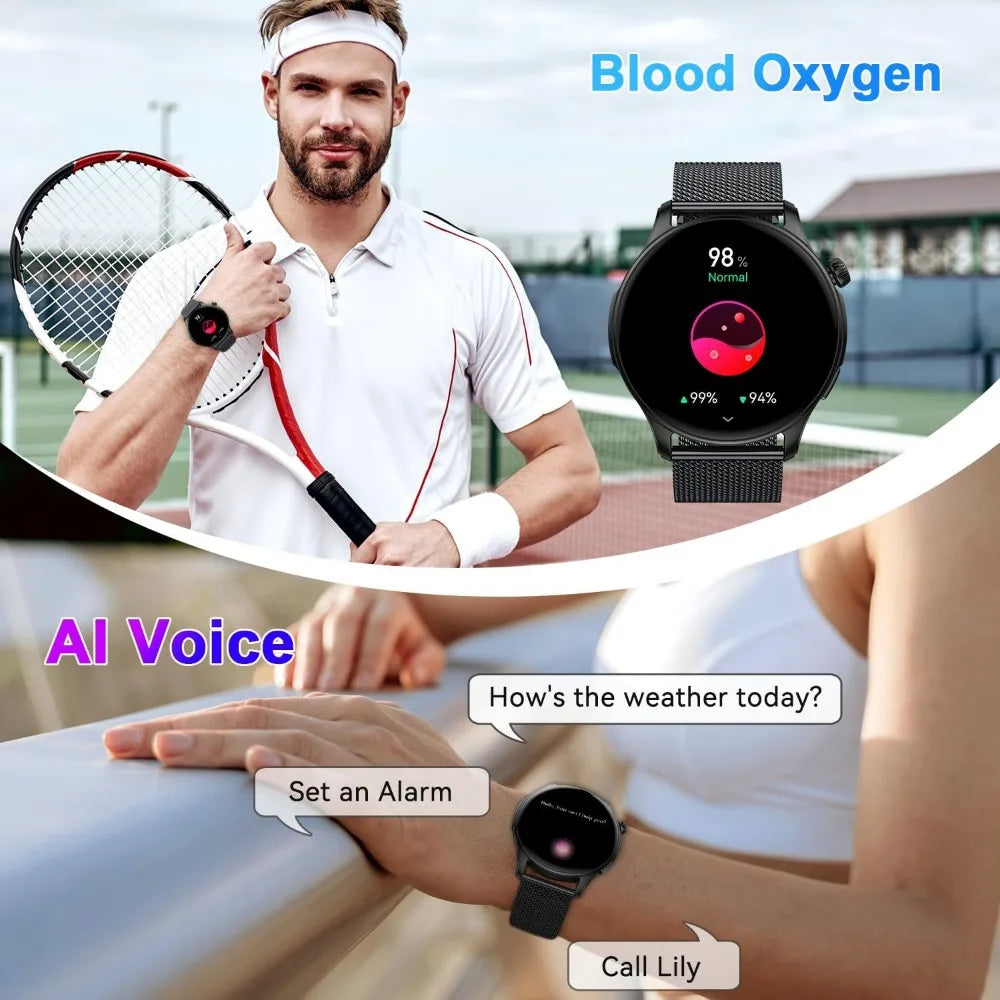 Waterproof fitness smartwatch with heart‑sleep tracking